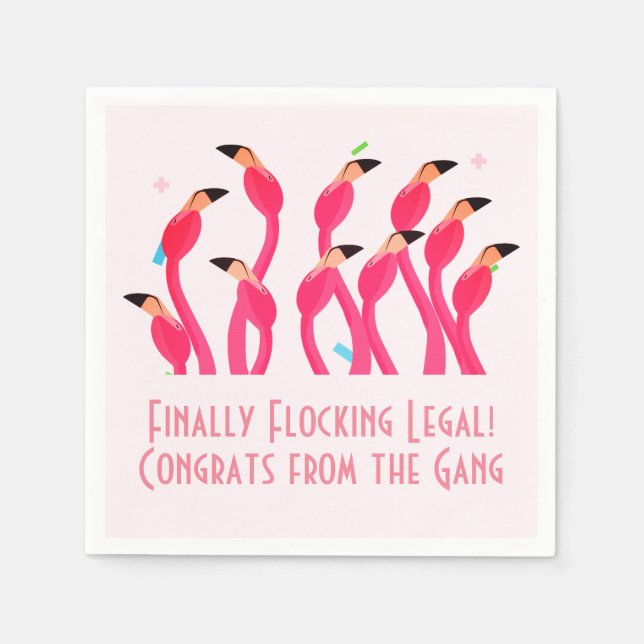 21. Geburtstag Endlich Schwarm Legale Flamingos Serviette (Vorderseite)