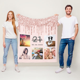 21. Geburtstag Erröten Roségold Glitter-Tropfen Na Fleecedecke