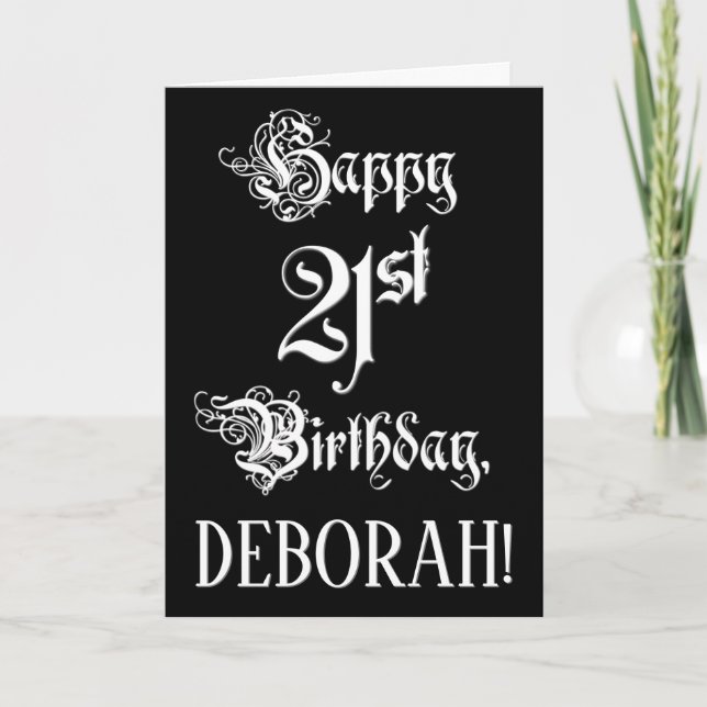 21. Geburtstag: Extravagant, elegant, Script + Ind Karte (Vorderseite)