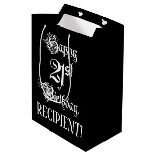 21. Geburtstag: Extravagant, elegant, Script + Ind Mittlere Geschenktüte