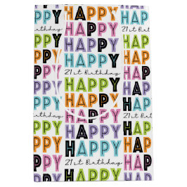 21. Geburtstag Farbiger Block und Skripttyp Mittlere Geschenktüte