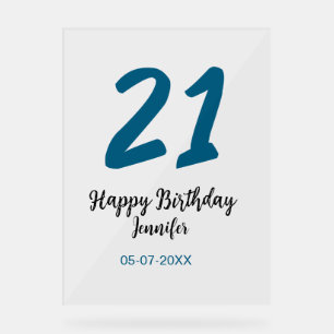 21 Geburtstag fett blauen Buchstaben einfach minim Acrylschild