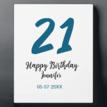 21 Geburtstag fett blauen Buchstaben einfach minim Fotoplatte<br><div class="desc">bearbeitbares Design</div>