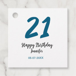 21 Geburtstag fett blauen Buchstaben einfach minim Geschenkanhänger