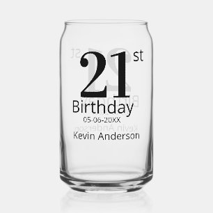 21. Geburtstag fett gedruckter Name Datum einfache Dosenglas