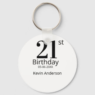 21. Geburtstag fett gedruckter Name Datum einfache Schlüsselanhänger