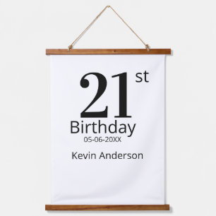 21. Geburtstag fett gedruckter Name Datum einfache Wandteppich Mit Holzrahmen