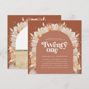 21. Geburtstag Foto Bogen Pampas Gras Terrakotta