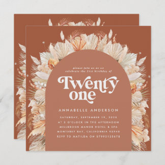 21. Geburtstag Foto Bogen Pampas Gras Terrakotta