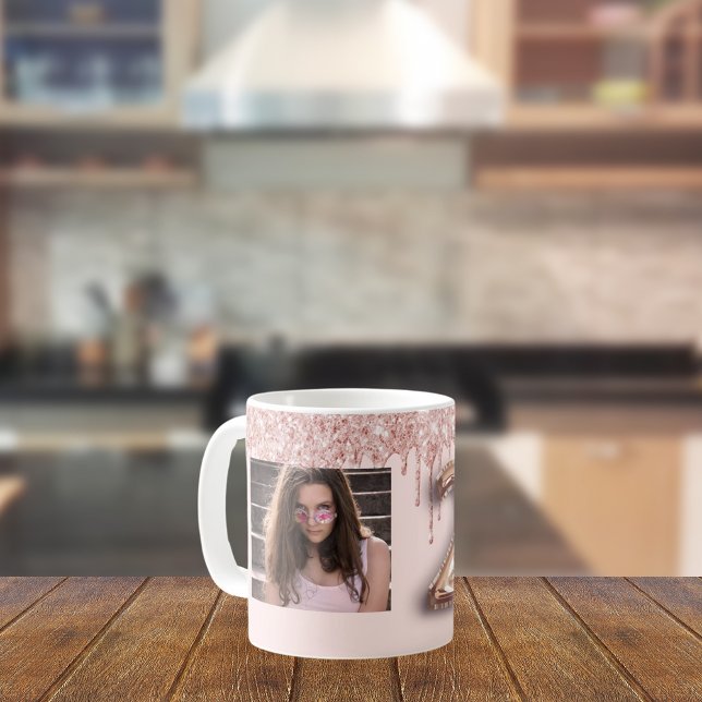 21. Geburtstag Foto Rose Gold rosa Tropfen Kaffeetasse (Von Creator hochgeladen)