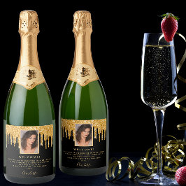 21. Geburtstag Foto Schwarzer Glitzer Gold Empfang