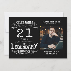 21. Geburtstag Foto Vorlage Legend Schwarz Vintag