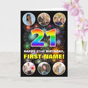 21. Geburtstag: Fun Rainbow #, Individuelle Name & Karte