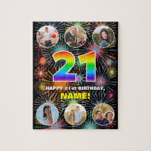 21. Geburtstag: Fun Rainbow #, Individuelle Name + Puzzle