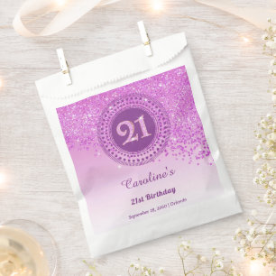 21. Geburtstag Funkelnder rosa Goldglitter Geschenktütchen