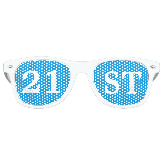 21. Geburtstag Gastgeschenk Cool Blue White Partybrille (Vorderseite)