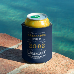 21. Geburtstag Geboren 2002 Vintag Blue Gold Legen Dosenkühler