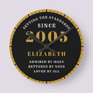 21. Geburtstag Geboren 2005 Schwarz Gold Runde Wanduhr