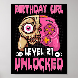 21. Geburtstag Girl Level 21 Entsperrtes Videospie Poster
