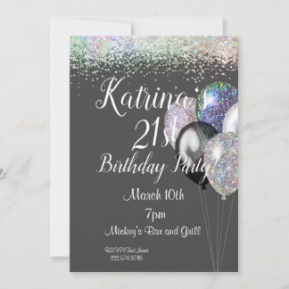 21. Geburtstag, Glitzer Geburtstag Einladung