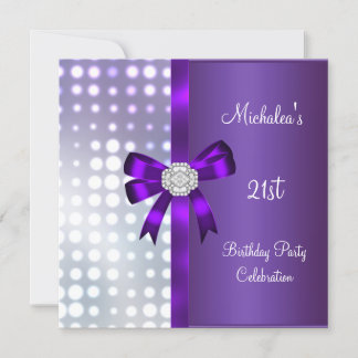 21. Geburtstag Glitzer Lila Diamond Bow Einladung