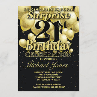 21. Geburtstag Golden Balloons Einladung