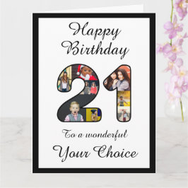 21. Geburtstag Happy 21 Benutzerdefiniertes Foto T Karte