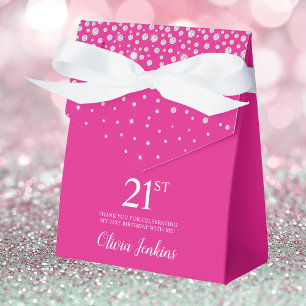 21. Geburtstag Hot Pink Glitzernde Dankeschön Geschenkschachtel
