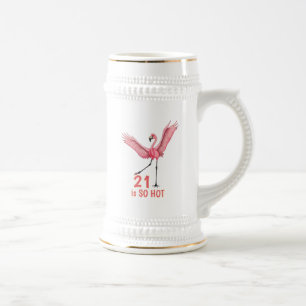 21. Geburtstag Humor Heißer Flamingo Rosa Gold Bierglas