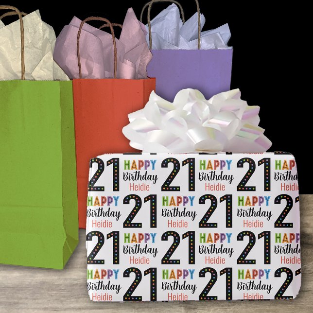 21. Geburtstag individualisierbarer Name Geburtsta Geschenkpapier (Von Creator hochgeladen)
