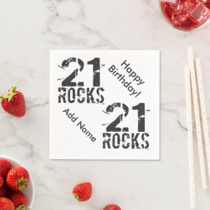 21. Geburtstag Individuelle Name 21 Rocks Paper Na Serviette