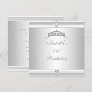 21. Geburtstag Jewel Tiara Silver White Einladung