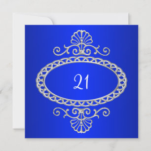 21. Geburtstag Kobaltblau & Silber Metall Einladung
