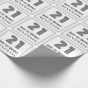 21. Geburtstag: Kunst-Deko-inspirierte Art "21" + Geschenkpapier