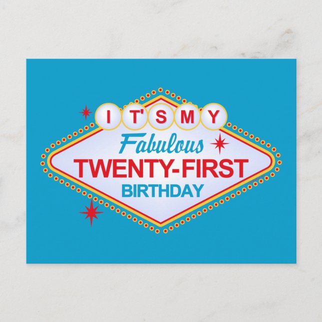 21. Geburtstag Las Vegass Ankündigungspostkarte (Vorderseite)