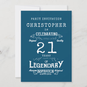 21. Geburtstag Legendary Blue Add Name Legend Einladung