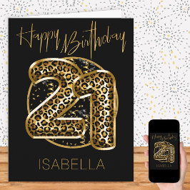 21. Geburtstag Leopard Print Gold Foil Ballons Karte