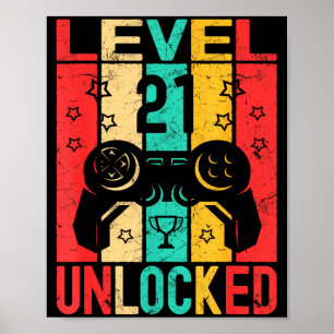 21. Geburtstag Level 21 freigeschaltet Gamer Lusti Poster