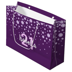 21. Geburtstag lila rosa Diamanten Große Geschenktüte