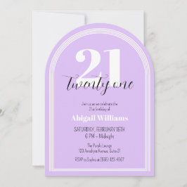 21. Geburtstag Lila Schwarzer Bogen Einladung