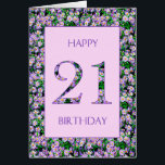 21. Geburtstag Lila Tageszeitung<br><div class="desc">21. Geburtstagskarte für eine Dame,  die gerne Blume hat. Eine elegante Geburtstagskarte mit einem Hintergrund lila Blume. Dies ist die perfekte Karte für ein Mädchen,  das alles bläserne oder lila Lieben macht!</div>