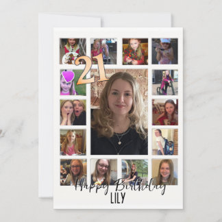 21. Geburtstag Mandelblüte blau-creme Einladung