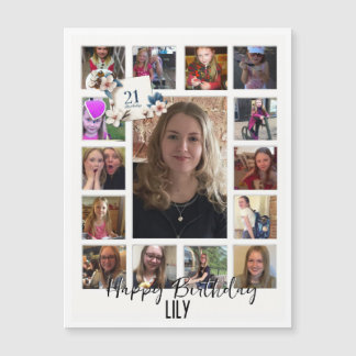 21. Geburtstag Mandelblüte blau-creme Magnetkarte