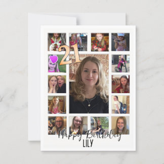 21. Geburtstag Mandelblüte blau-creme Postkarte