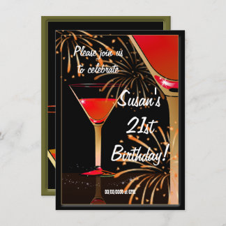 21. Geburtstag Martini Cocktail Party Einladung