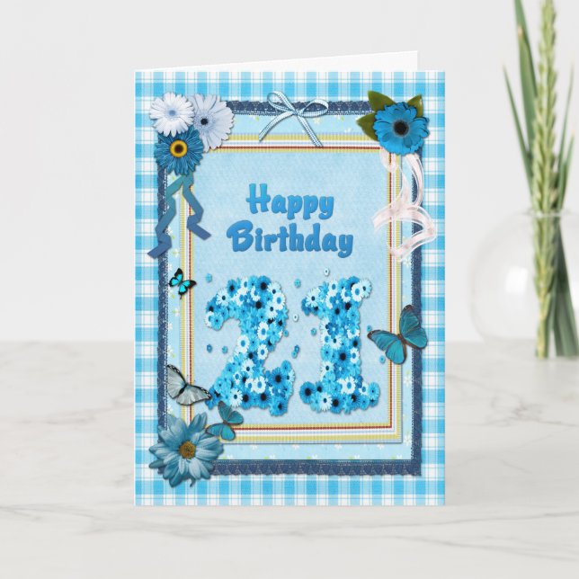 21. Geburtstag mit Scrapbook-Effekt Karte (Vorderseite)