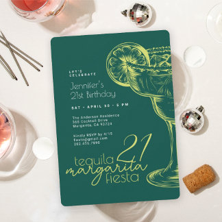 21. Geburtstag Modern Green Margarita Fiesta Einladung