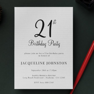 21. Geburtstag Moderne Elegante Kalligraphie Einladung