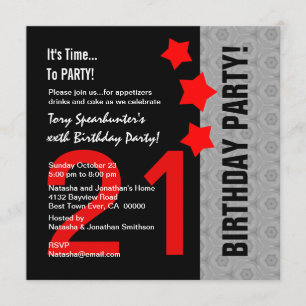 21. Geburtstag Moderne Red Silver Black A13 Red St Einladung