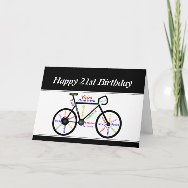 21. Geburtstag Motivierend Bike Radfahren Karte (Vorderseite)